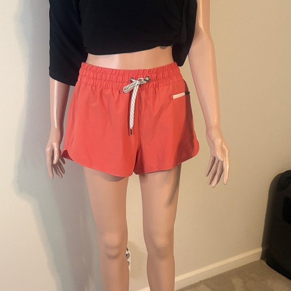 Vuori Pants - Vuori Coral-Red Elastic Waist Athletic Shorts
